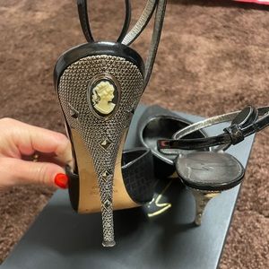 Giuseppe Zanotti Black Ankle Wrap heels